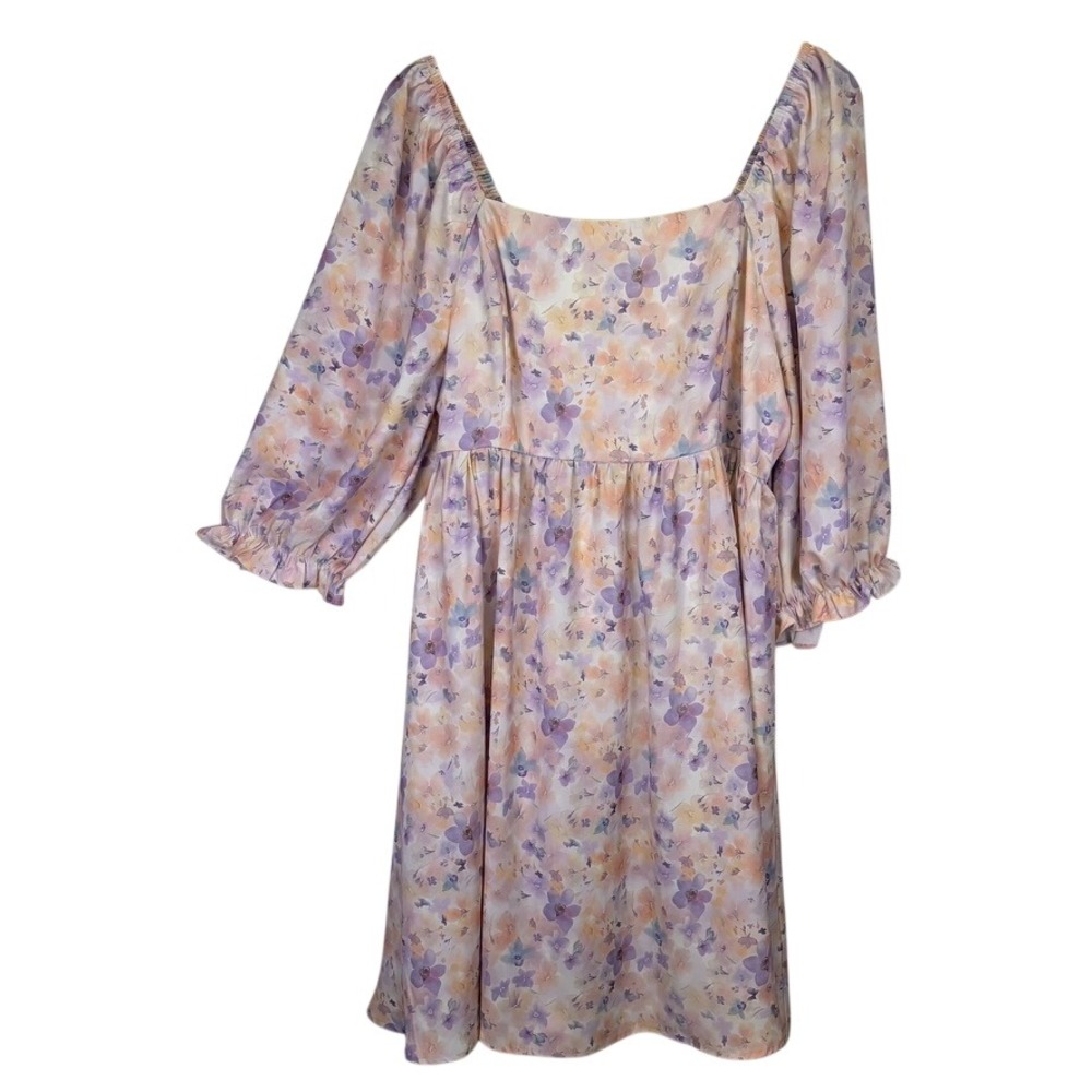 Woman's Puff Sleeve Babydoll Mini Dress Size XXL Pastel Cottagecore Coquette
